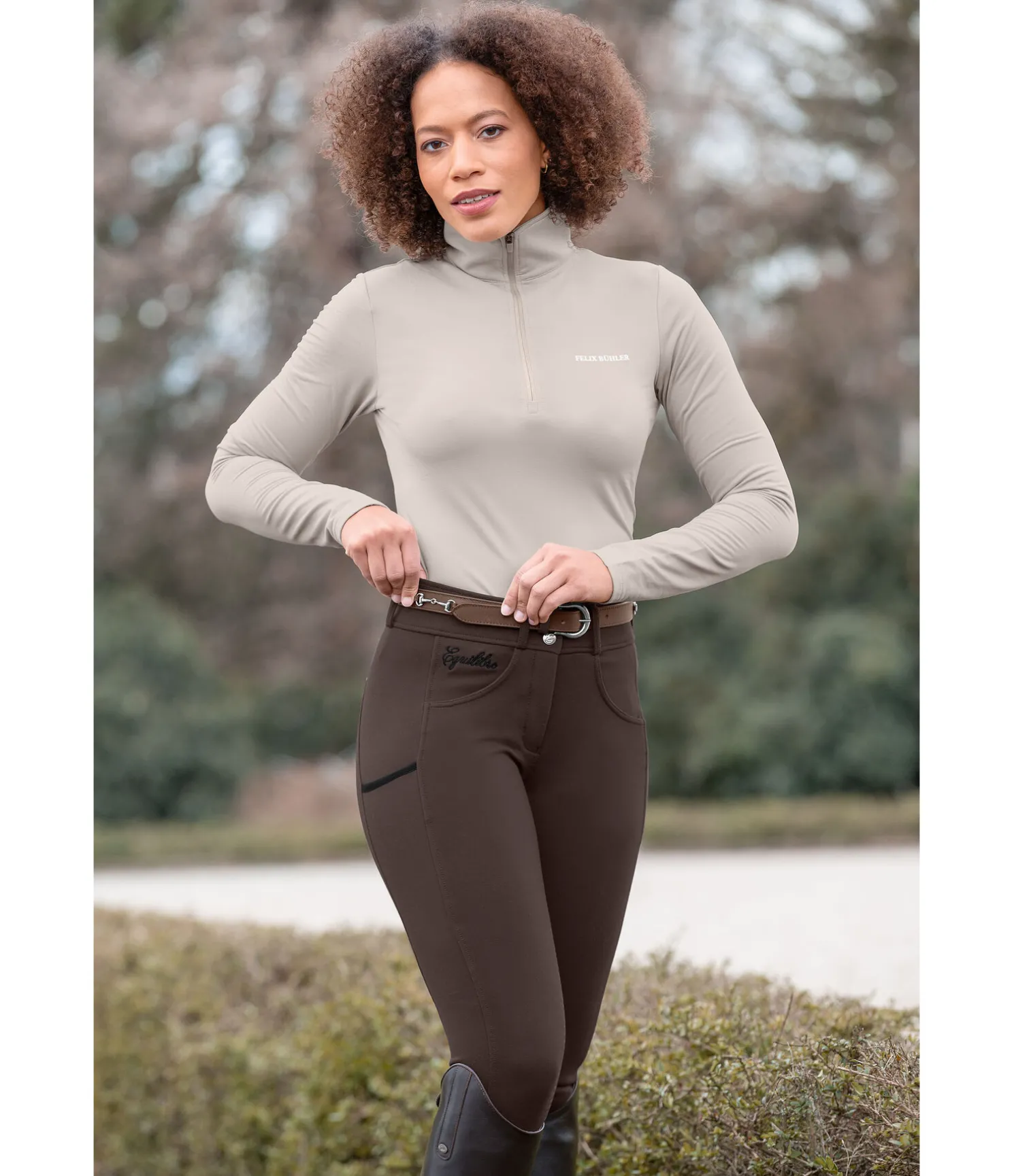 Pantalon d'équitation confort taille haute à fond intégral grip Juliane