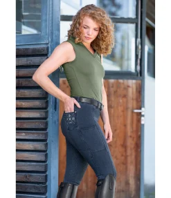 Pantalon d'équitation en jean à fond intégral grip Estelle