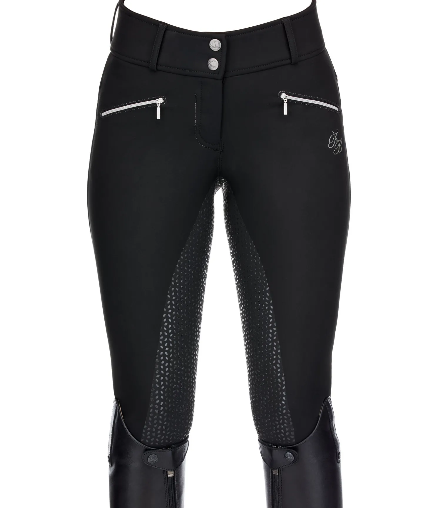 Pantalon d'équitation taille haute shoftshell à fond intégral Grip Ariana