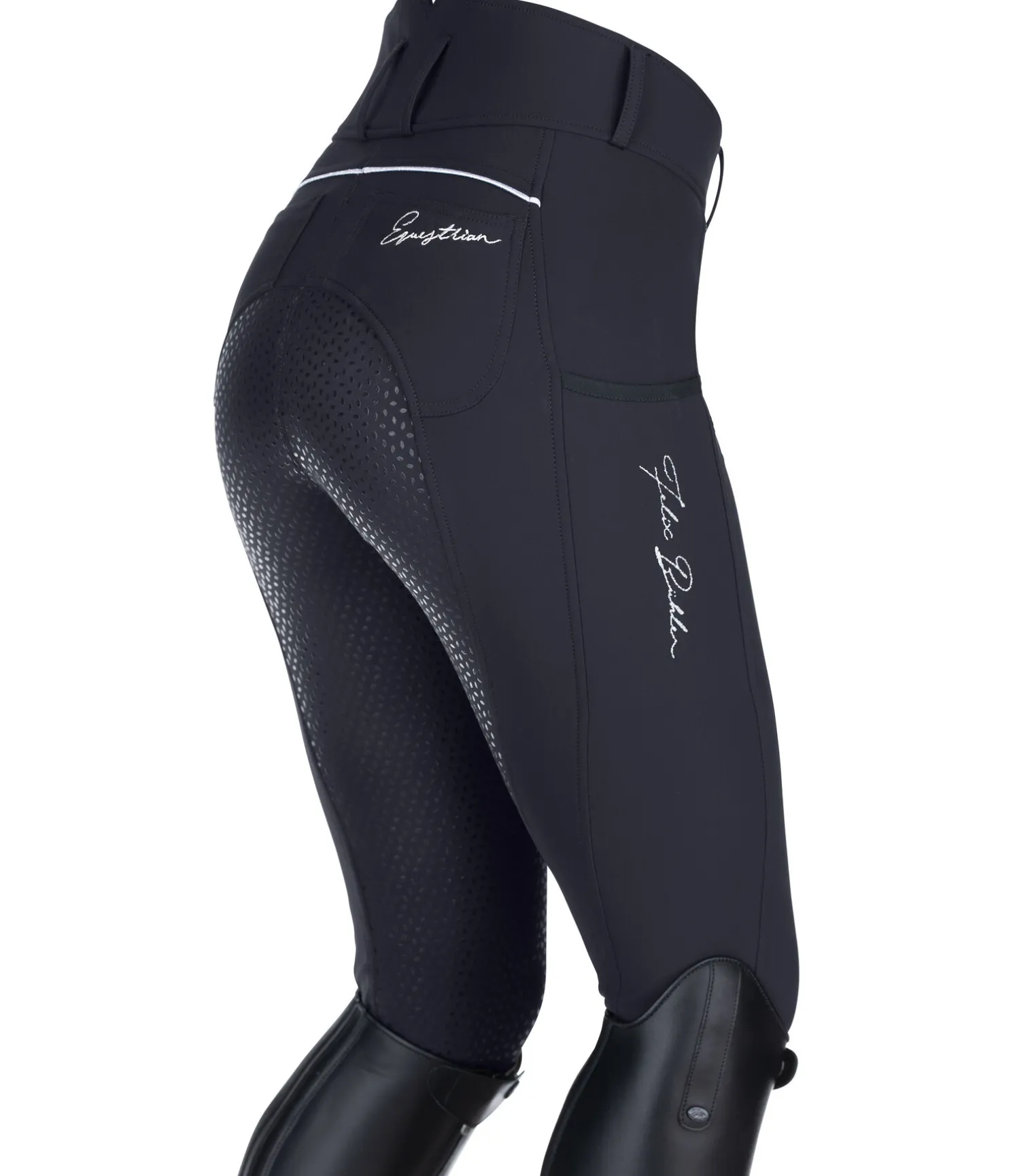 Pantalon d'équitation taille haute thermique à fond intégral grip Elodie
