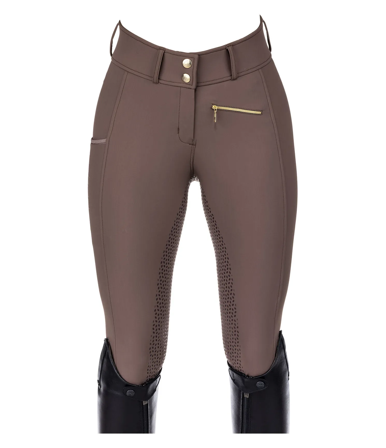 Pantalon d'équitation taille haute thermique à fond intégral grip Elodie
