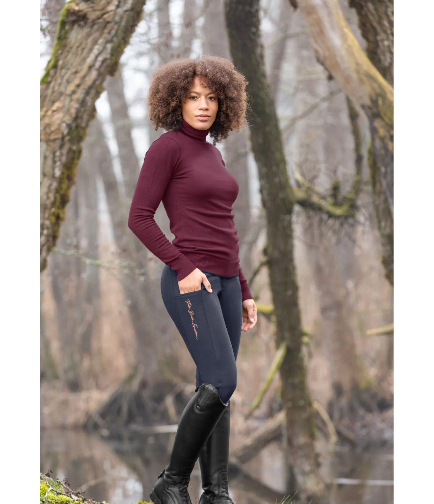 Pantalon d'équitation thermique à fond intégral grip Jessica