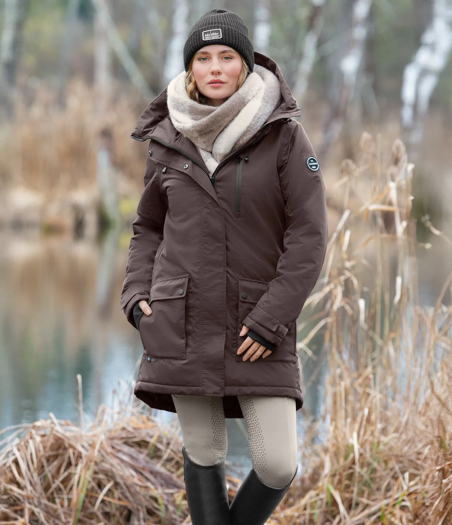 Parka d'équitation technique à capuche Anouk