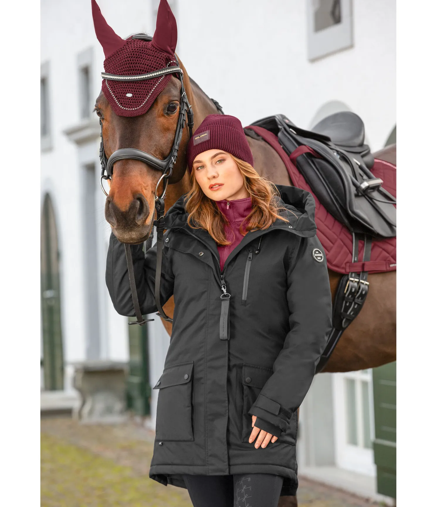 Parka d'équitation technique à capuche Anouk