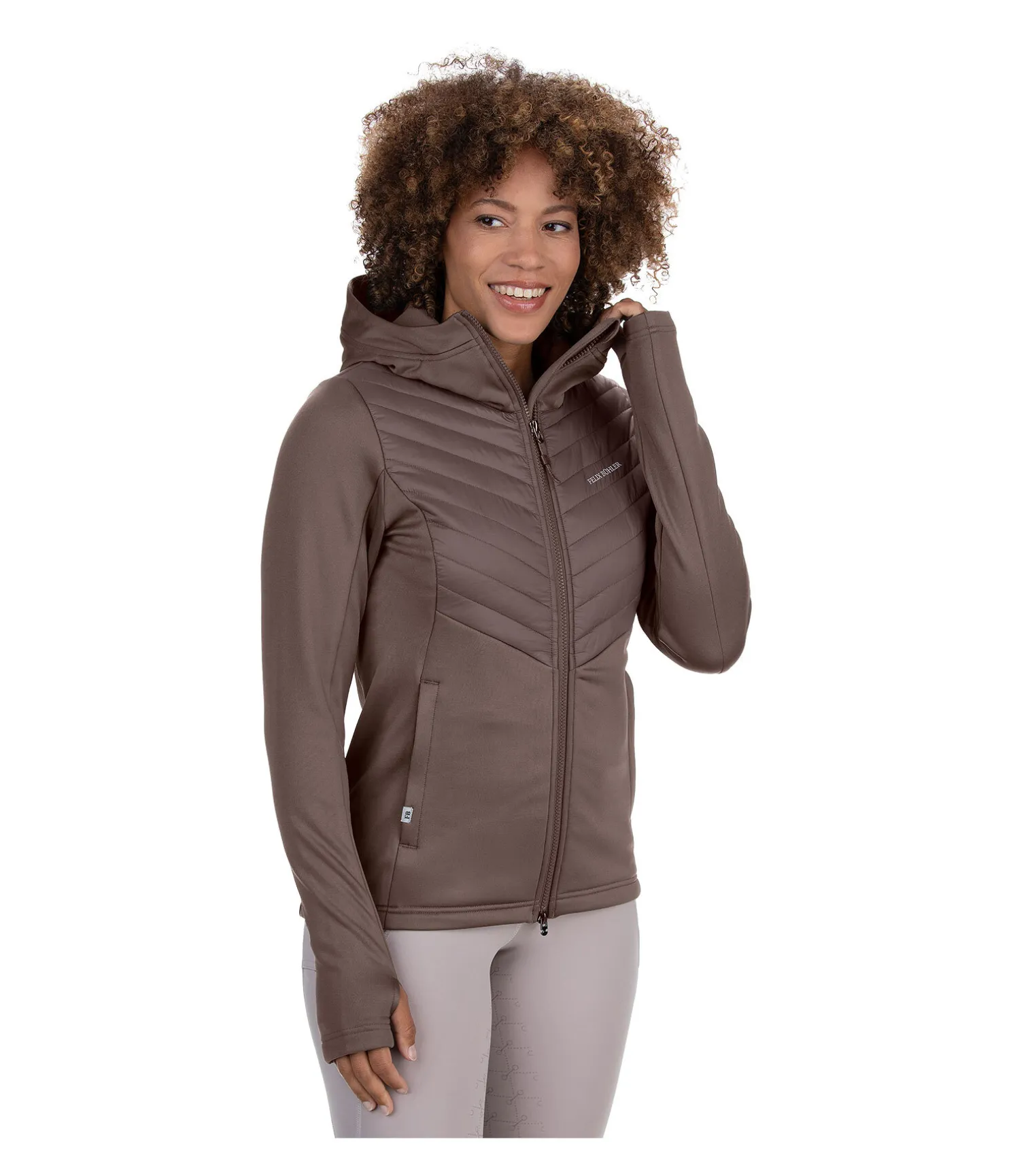 Veste d'équitation bi-matière à capuche Mara