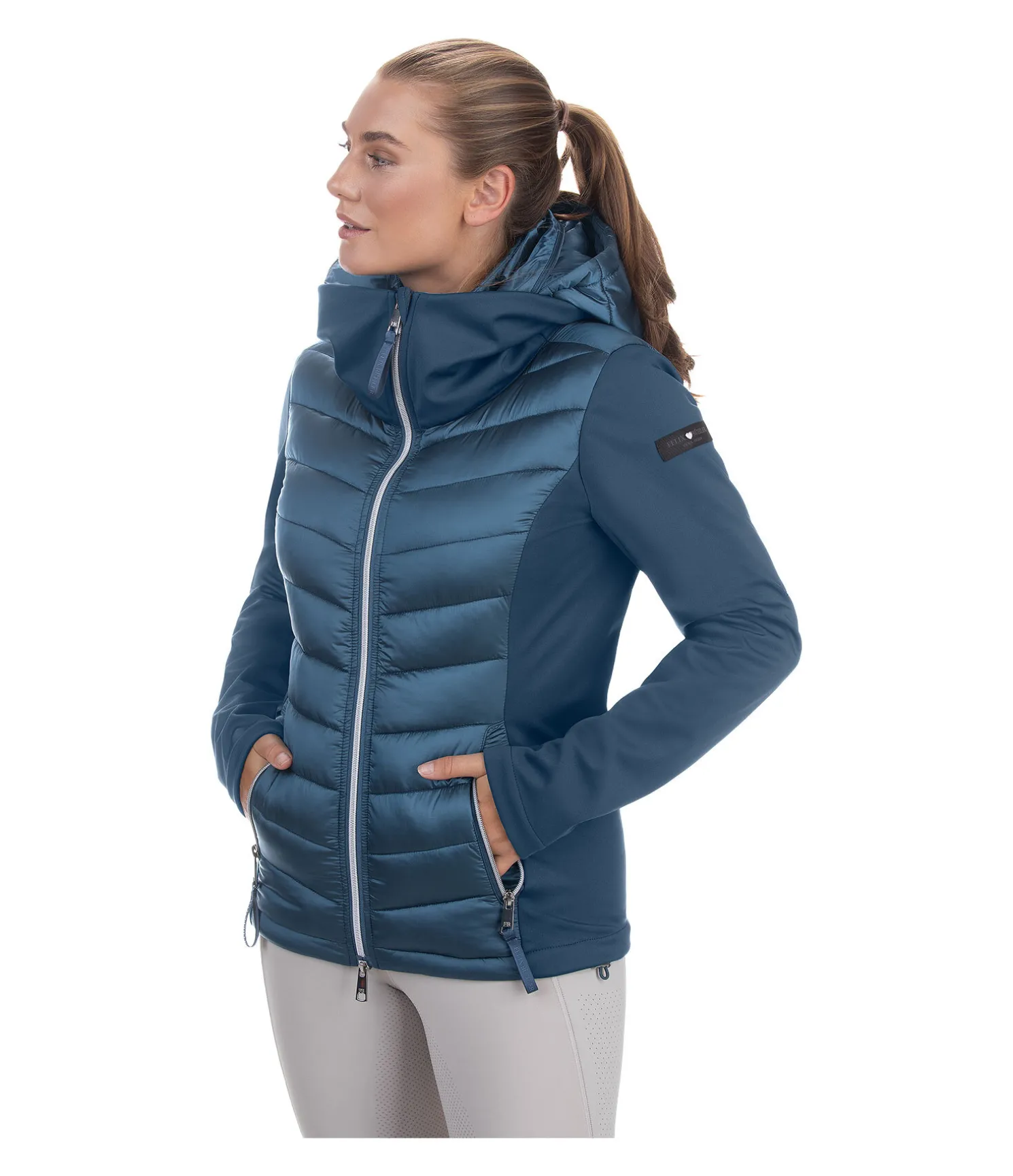 Veste d'équitation bi-matière à capuche Cora
