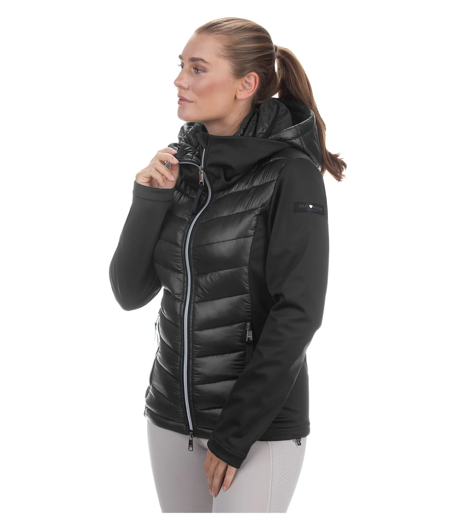 Veste d'équitation bi-matière à capuche Cora
